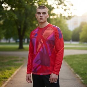 Adidas Mens Red Long Sleeve Goalkeeper Soccer Jersey Shirt Size XL AEROREADY NEW